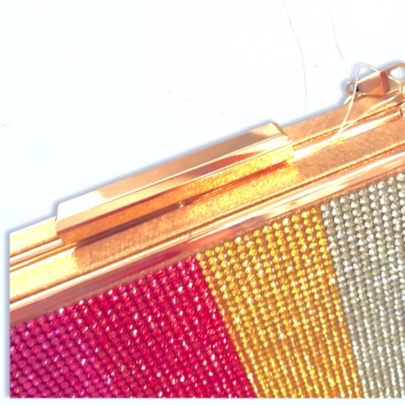 Rainbow sequin square edge clutch crossbody purse - Picture 10 of 11